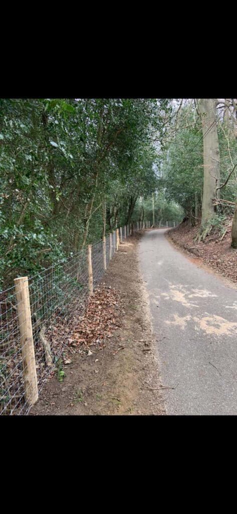 This is a photo of stock fencing installed along the side of a country road. By Fast Fix Fencing Edenbridge